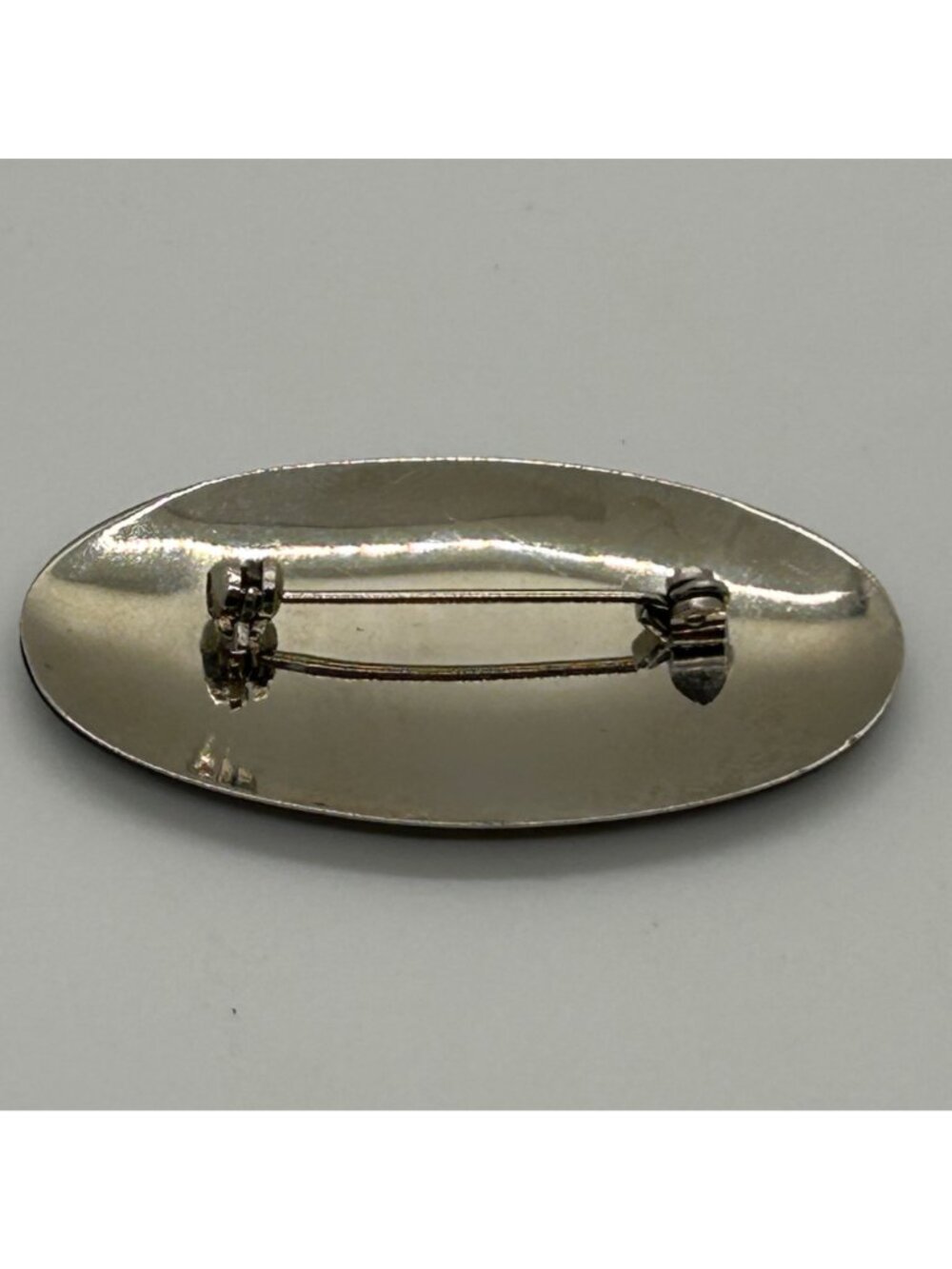 Vintage Japanese Damascene Brooch Gold-tone Inlay Black Oval Iris Flower Pin - Picture 3 of 10